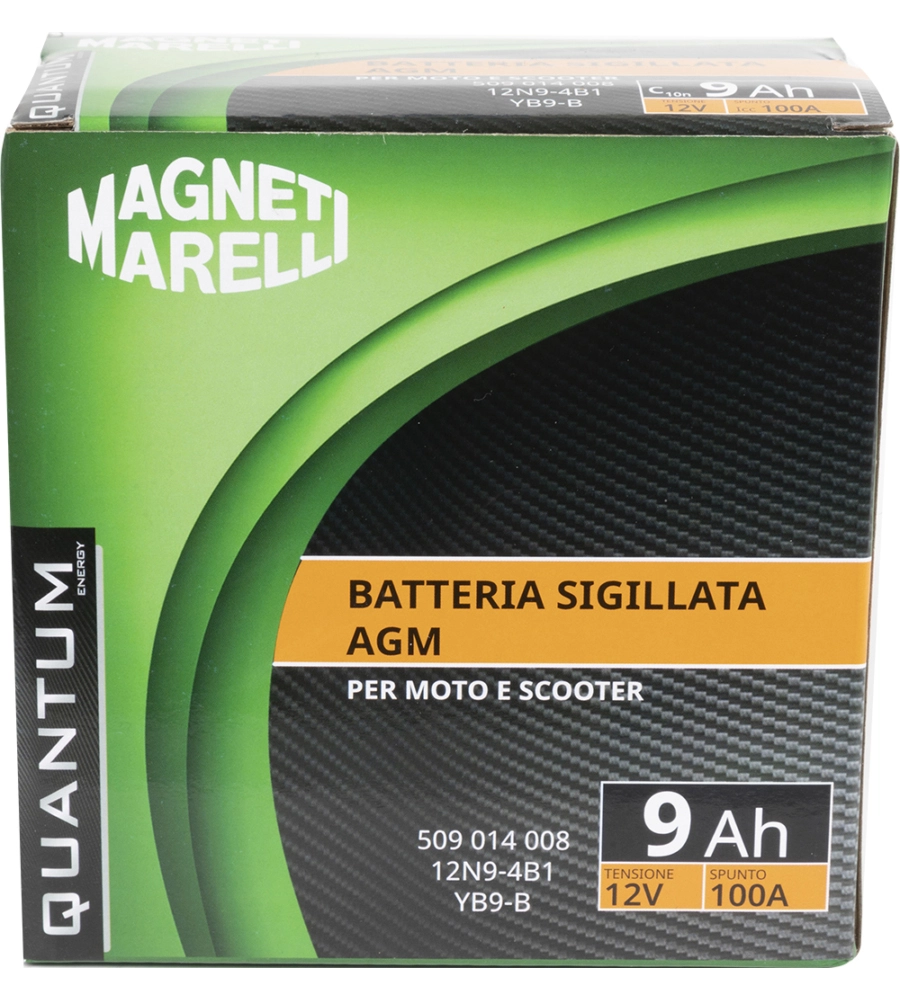 Magneti marelli batteria moto e scooter 9ah 12v 100a tecnologia agm sigillata polo positivo sinistro